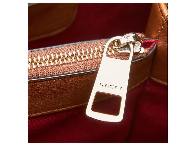 Cartella Gucci Brown Bamboo Needlepoint Canvas - vista 9