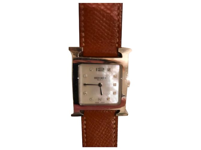 Hermès H-1.510-Format Mittelzifferblatt Brillant auf Perlmutt Silber - Ansicht 2
