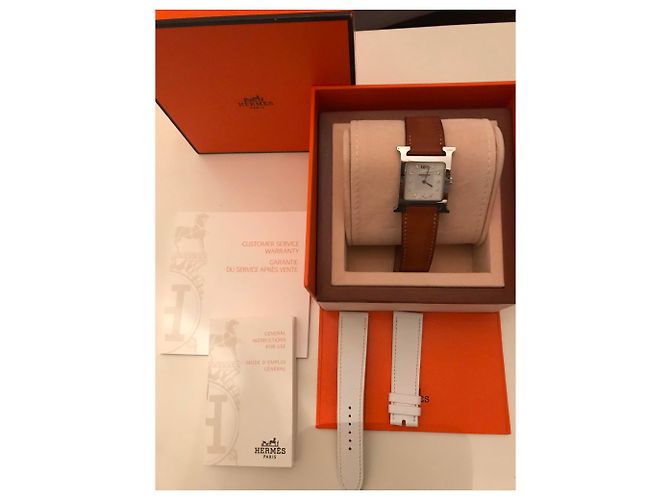 Hermès H-1.510-Format Mittelzifferblatt Brillant auf Perlmutt Silber - Ansicht 5