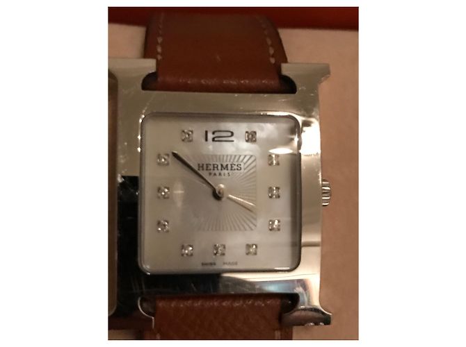 Hermès H-1.510-Format Mittelzifferblatt Brillant auf Perlmutt Silber - Ansicht 8