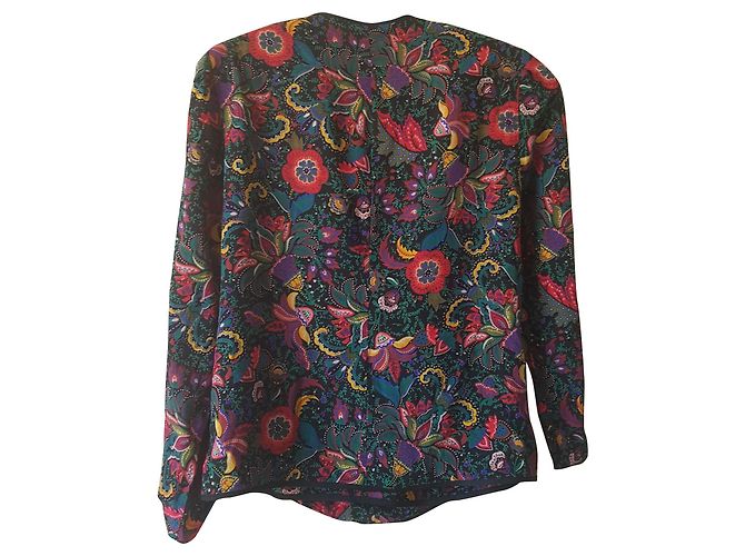 Camicetta di seta floreale vintage Multicolore - vista 2
