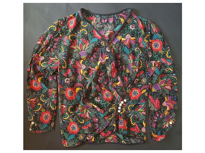 Camicetta di seta floreale vintage Multicolore - vista 3