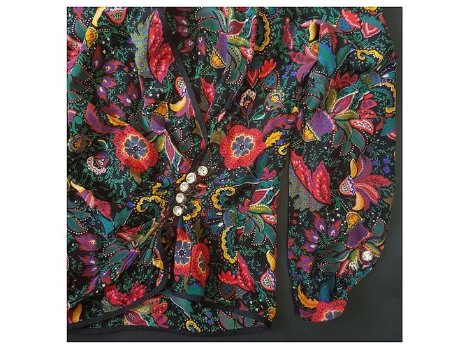 Camicetta di seta floreale vintage Multicolore - vista 4