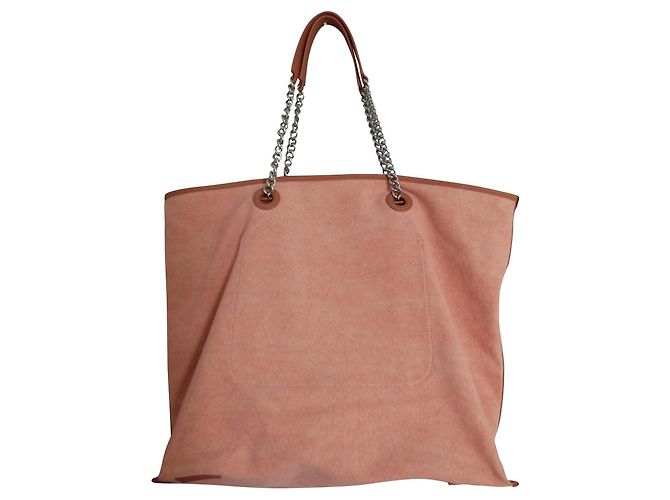 Borsa Tote Pinko Barrito in Tela Rosa Marrone Argento - vista 2