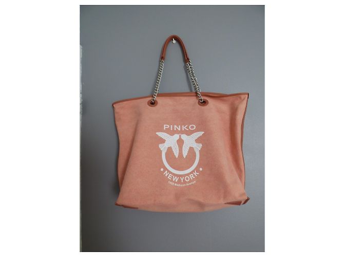 Borsa Tote Pinko Barrito in Tela Rosa Marrone Argento - vista 3