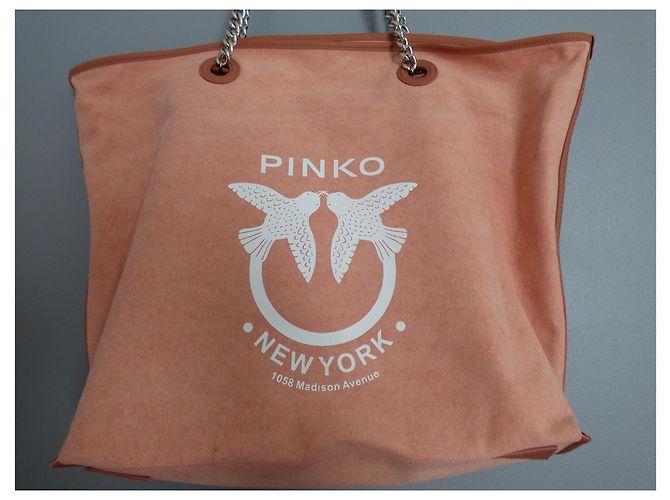 Borsa Tote Pinko Barrito in Tela Rosa Marrone Argento - vista 4