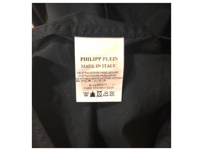 Camicia Philipp Plein Nera in Cotone Taglio Platino XL Nero - vista 3