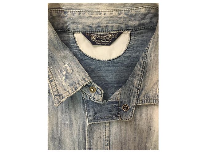Camicia di jeans Diesel da uomo blu - vista 3