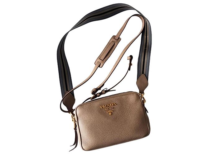 Borsa Prada in pelle martellata beige rosa - vista 2