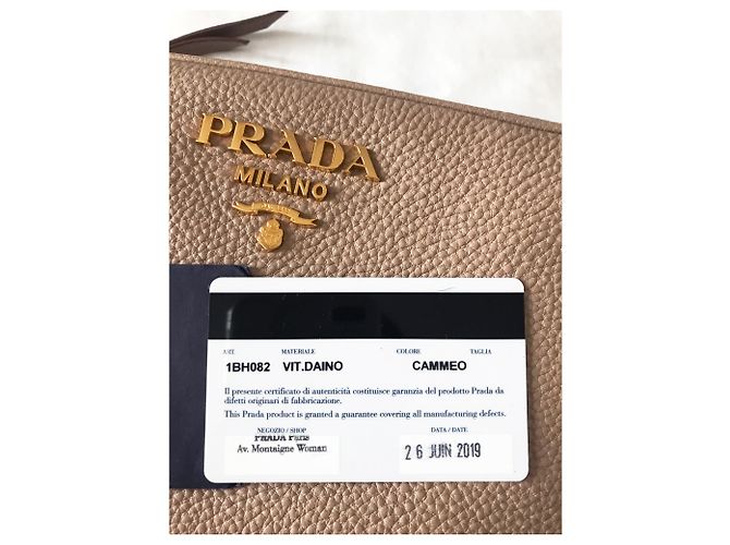 Borsa Prada in pelle martellata beige rosa - vista 7