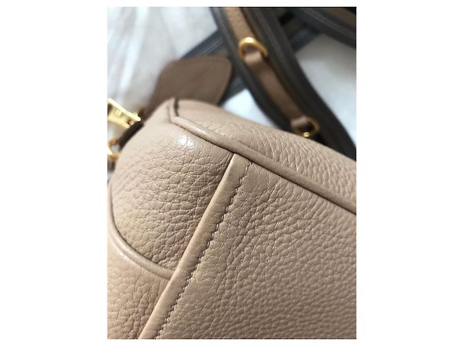 Borsa Prada in pelle martellata beige rosa - vista 8