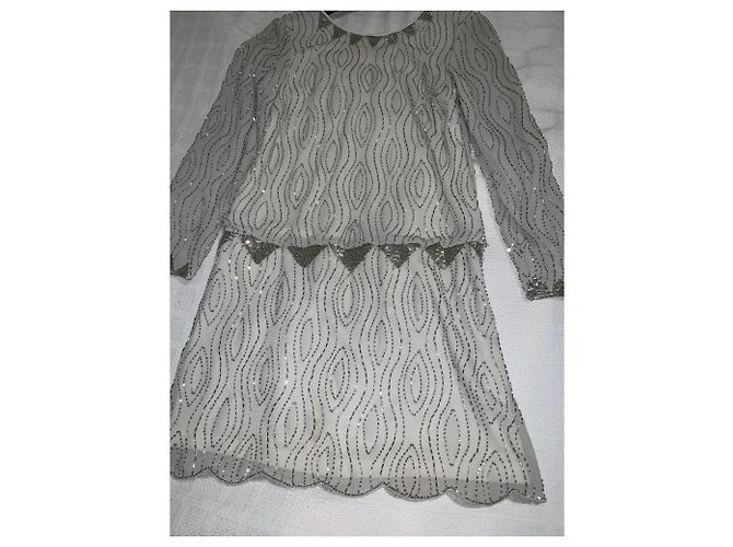 Abito da ragazza Rene Derhy grigio con strass maniche lunghe Argento - vista 4