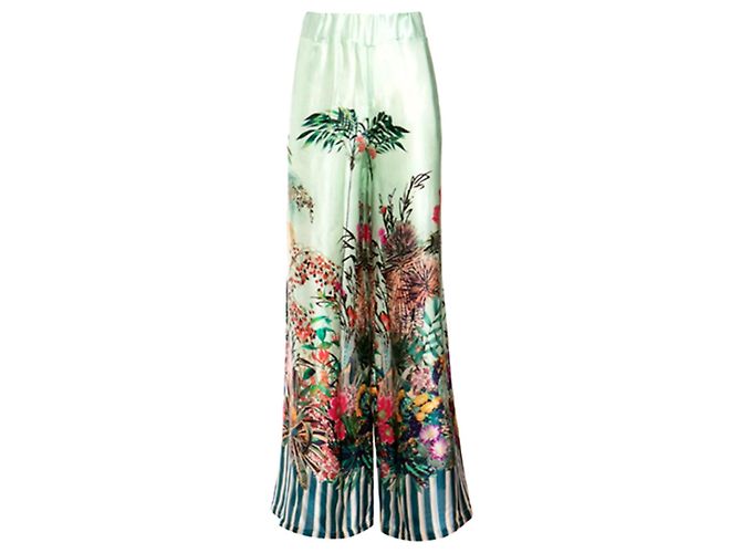 Autre Marque Turquoise Seidenhose mit weitem Bein Türkis - Ansicht 3
