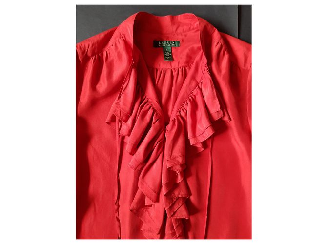 Camicia in seta rossa Ralph Lauren Rosso - vista 2