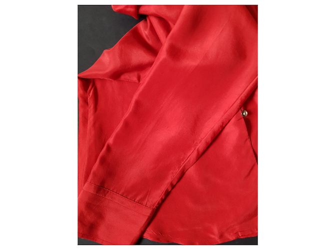 Camicia in seta rossa Ralph Lauren Rosso - vista 3