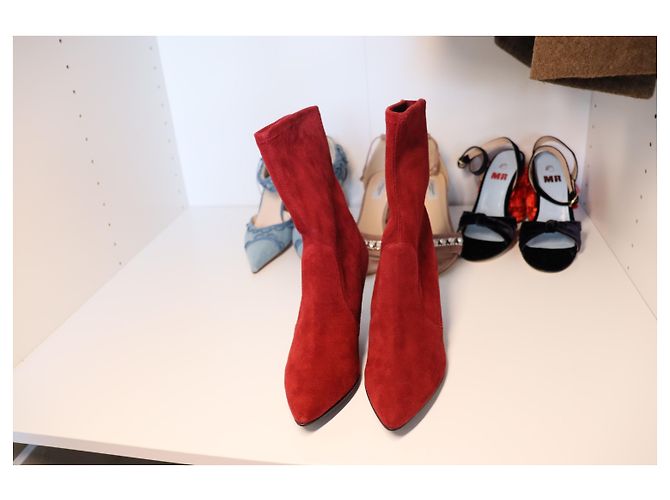 Botas sock boots Stuart Weitzman de piel roja tacón 7cm Rosso - vista 3