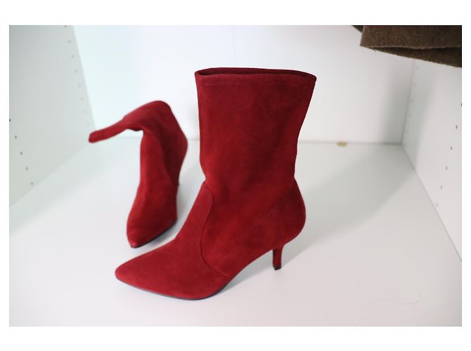 Botas sock boots Stuart Weitzman de piel roja tacón 7cm Rosso - vista 4