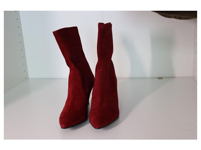 Botas sock boots Stuart Weitzman de piel roja tacón 7cm Rosso - vista 7