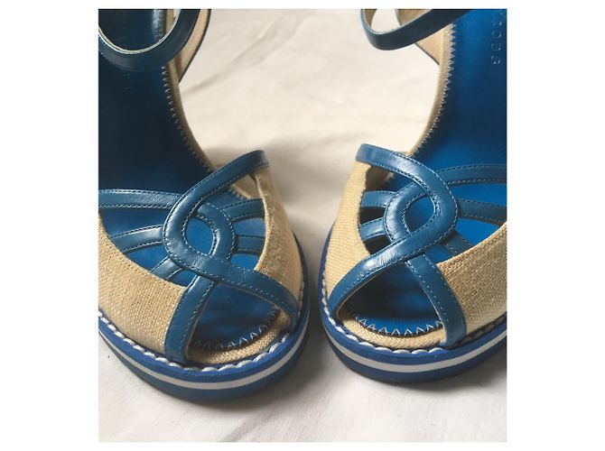 Sandali con zeppa Marc Jacobs pelle blu e beige - vista 2
