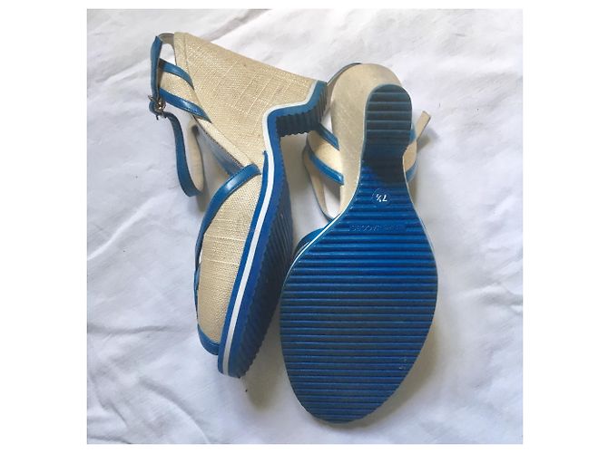 Sandali con zeppa Marc Jacobs pelle blu e beige - vista 5