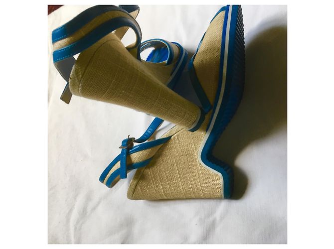 Sandali con zeppa Marc Jacobs pelle blu e beige - vista 6