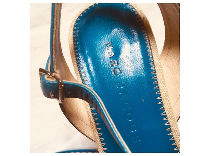 Sandali con zeppa Marc Jacobs pelle blu e beige - vista 7