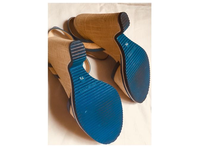 Sandali con zeppa Marc Jacobs pelle blu e beige - vista 8