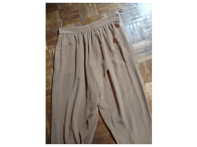 Pantaloni Harem Chloé in Seta Caramello - vista 5