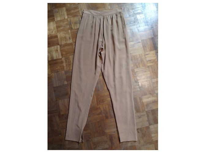 Pantaloni Harem Chloé in Seta Caramello - vista 7