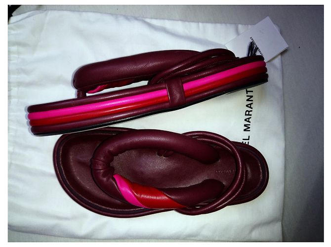 Isabel Marant Eckily Infradito in Pelle Viola Rosa Porpora - vista 2