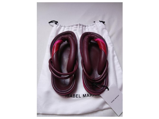 Isabel Marant Eckily Infradito in Pelle Viola Rosa Porpora - vista 4