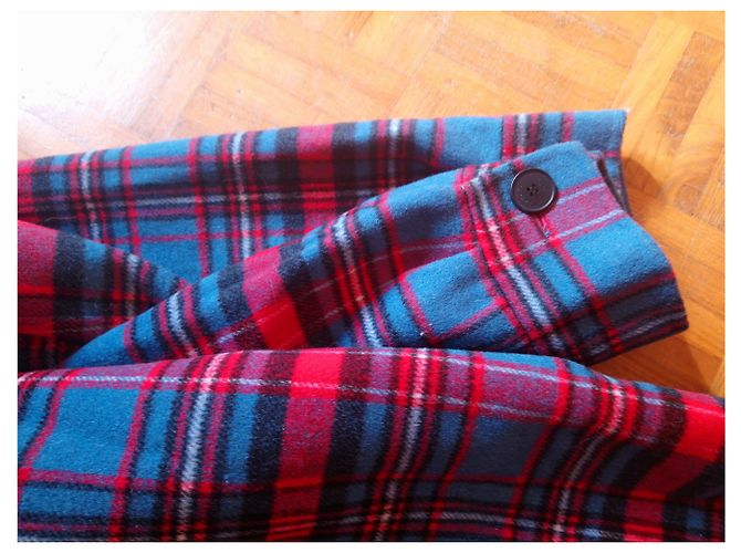Abrigo Sandro de lana azul y rojo con estampado tartán - vista 8