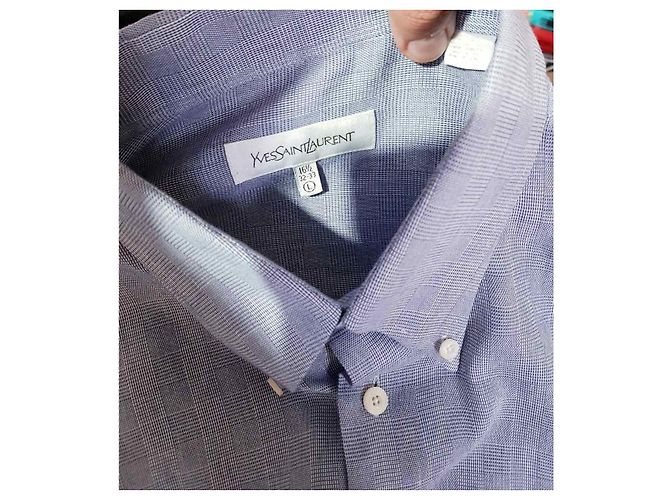 Camicia blu Yves Saint Laurent in cotone - vista 4