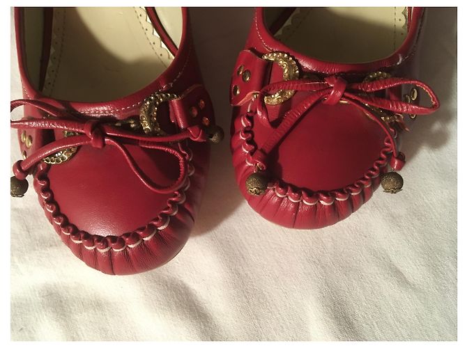 Mocassini Balenciaga Pelle Borgogna 38 Bordò - vista 4