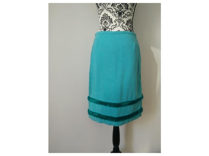Falda Versace de nubuck turquesa - vista 2