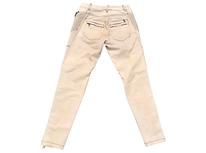 Pierre Balmain Biker Jeans Grau Creme Roh - Ansicht 2