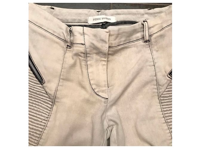Pierre Balmain Biker Jeans Grau Creme Roh - Ansicht 3
