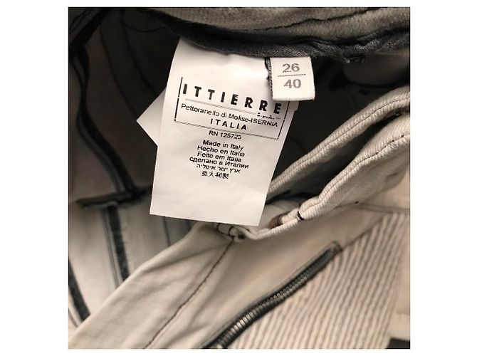 Pierre Balmain Biker Jeans Grau Creme Roh - Ansicht 5