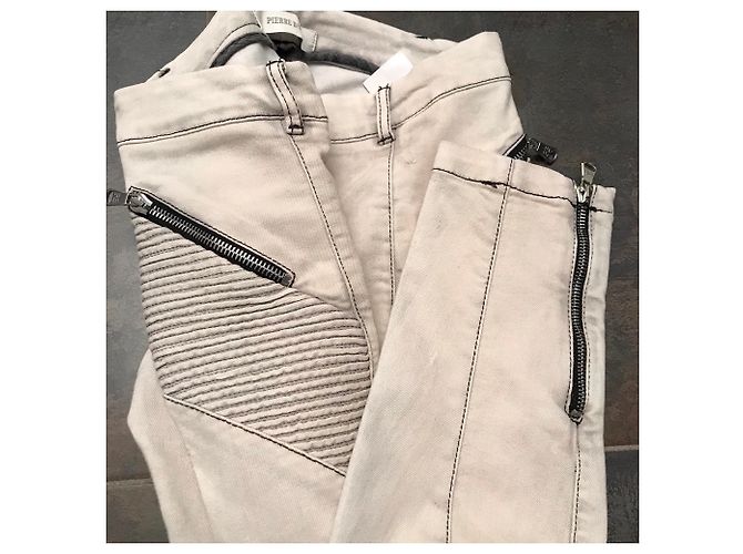 Pierre Balmain Biker Jeans Grau Creme Roh - Ansicht 6