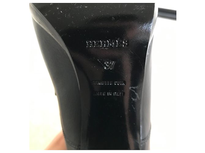 Stivali da equitazione con tacco Hermès in pelle nera Nero - vista 6