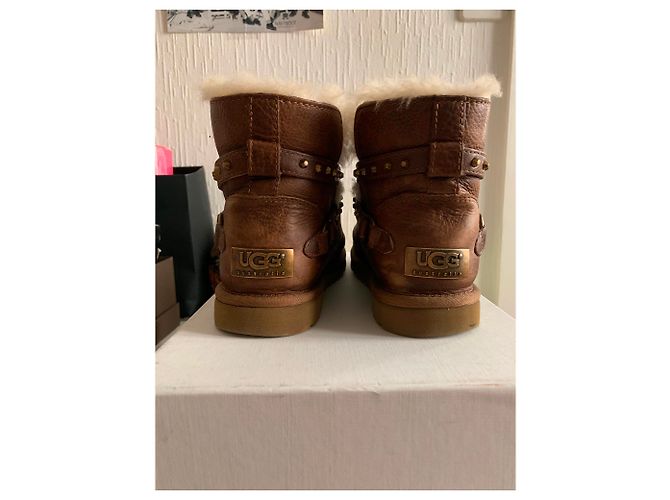 Botas Ugg de cuero marrón impermeables Castaño - vista 3