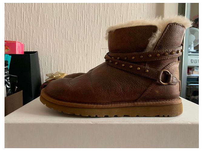 Botas Ugg de cuero marrón impermeables Castaño - vista 4