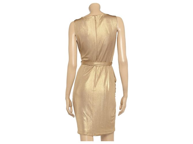 Vestido dourado com drapeado e cinto Alice by Temperley - vista 2