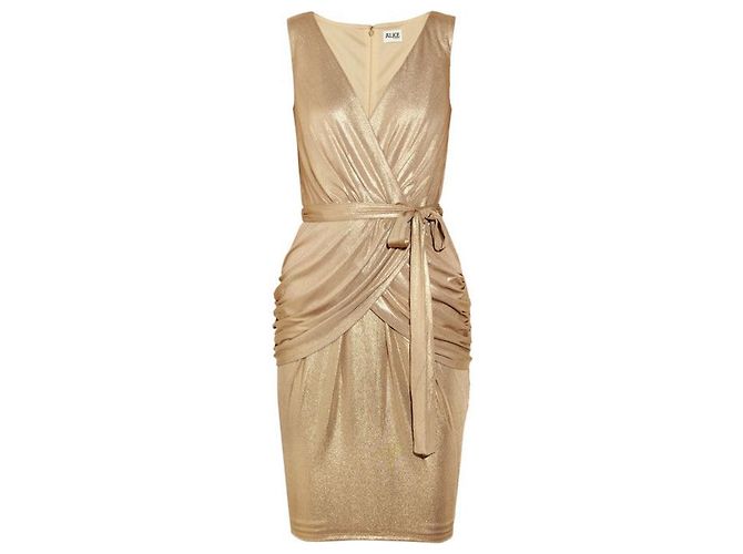 Vestido dourado com drapeado e cinto Alice by Temperley - vista 3