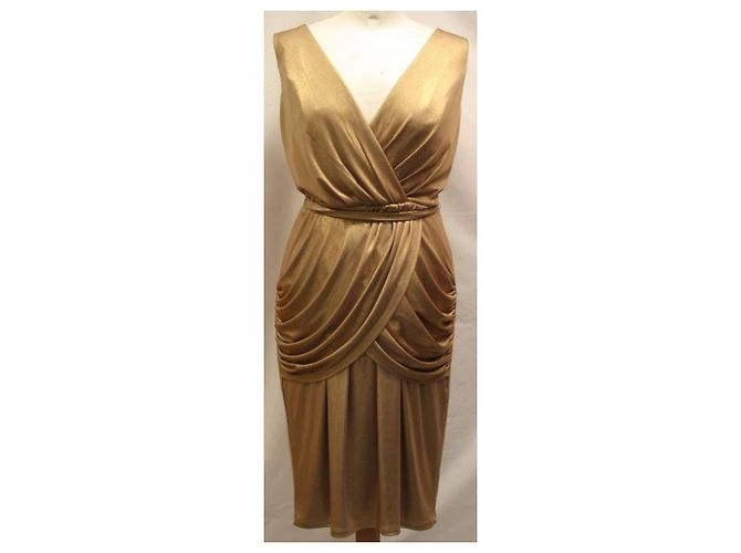 Vestido dourado com drapeado e cinto Alice by Temperley - vista 4