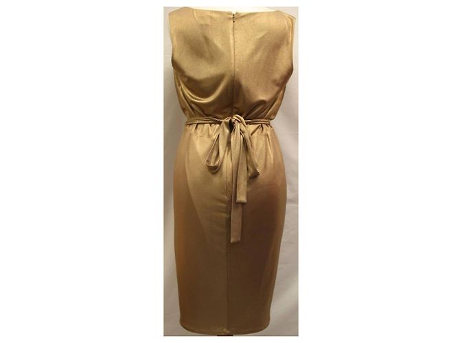 Vestido dourado com drapeado e cinto Alice by Temperley - vista 5