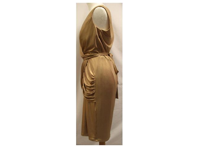 Vestido dourado com drapeado e cinto Alice by Temperley - vista 6
