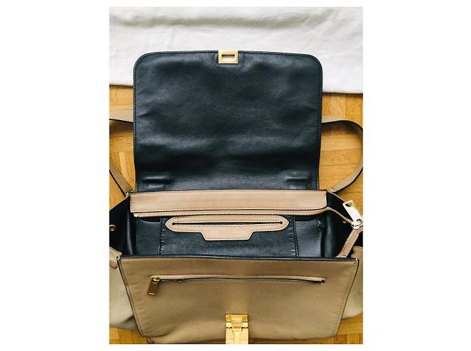 Trapèze Borsa Trapeze Céline beige in pelle - vista 4