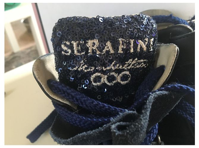 Sneakers con zeppa Serafini Manhattan blu navy in pelle - vista 6