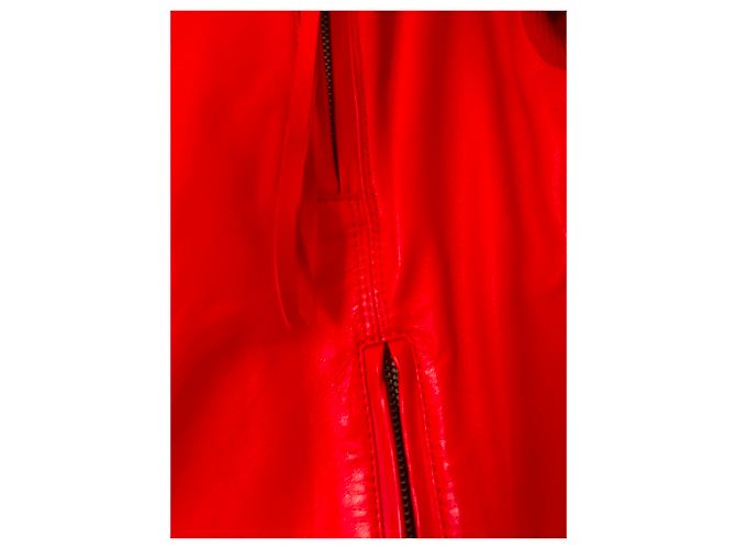 One step Bikerjacke aus rotem Lammleder - Ansicht 2